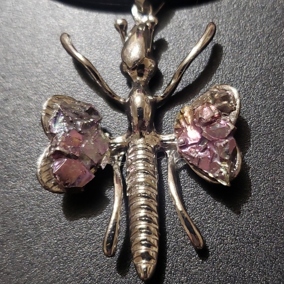 Handcrafted Bismuth Dragonfly Pendant - Picture 9 of 10